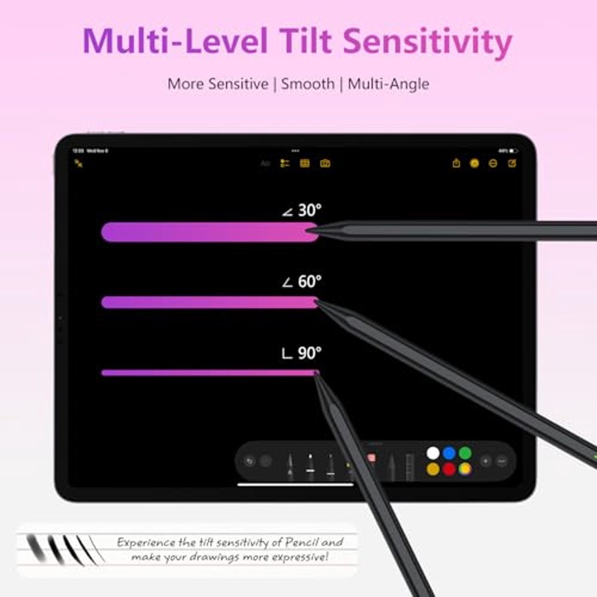 Pencil 2e generatie voor iPad – Potlood met palmrejectie en hellingsitiviteit voor verschillende iPad modellen