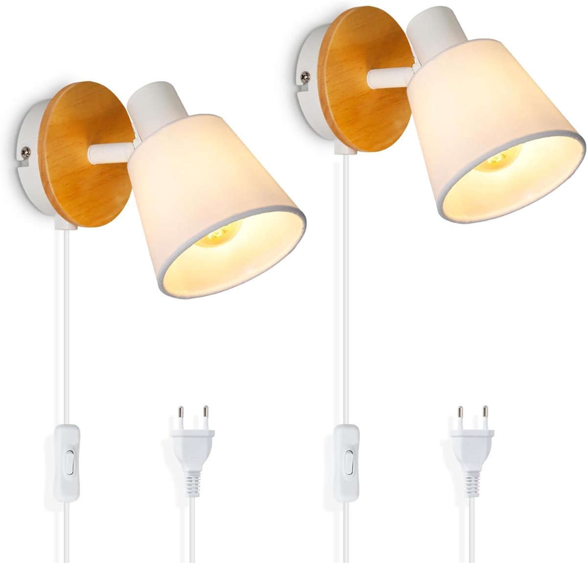 White-Label® Wandlamp Binnen met Snoer - Wandlamp met Stekker voor Binnen - met Dimbare Schakelaar - Industrieel en Vintage - Slaapkamer Bedlampje