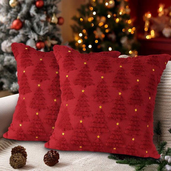 Mandioo 2er Set Super Soft Plüsch Faux Pelz Dekokissen Kissenbezüge 60x60 cm Rosa, Plaid Textur