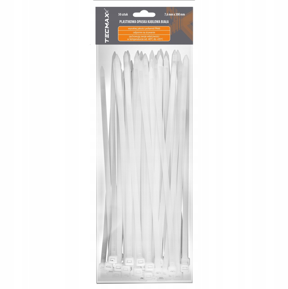 TECMAXX kabelbinders Wit 7,6x300mm - 50 stuks