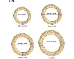 Stro krans ring - Decoratieve deurkrans - set van 4 - naturel - Ø 20 cm