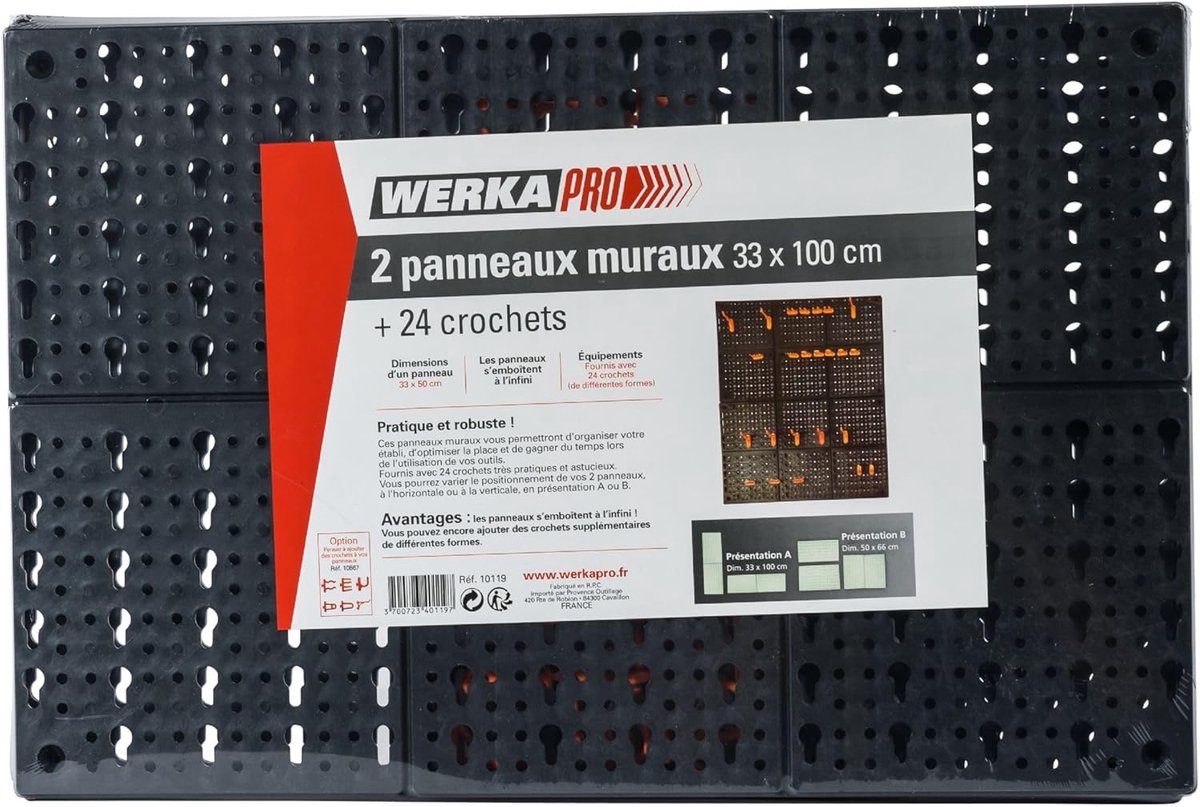 Wandpanelen voor Gereedschap met Haken - Set van 2, 33 x 50 cm