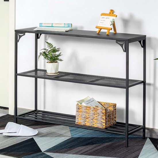 bremermann consoletafel met 2 legplanken, staande plank ideaal voor woonkamer, hal en kantoor, stevige en ruimtebesparende plank, gemaakt van metaal in wit bremermann consoletafel met 2 legplanken, staande plank ideaal voor woonkamer, hal en kantoor, stevige en ruimtebesparende plank, gemaakt van metaal in wit