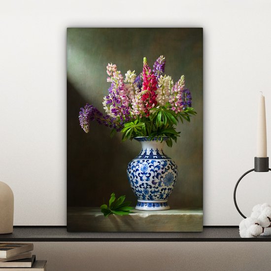 Tableau sur toile Nature morte - Vase - Fleurs - 20x30 cm - Décoration murale