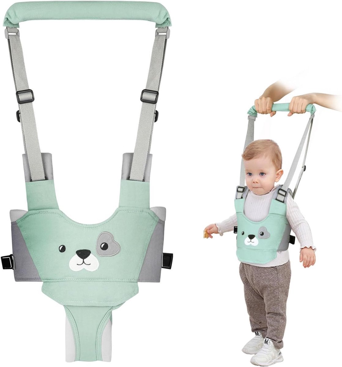 Verstelbare Loopwagen voor Baby's met Veiligheidsslot en Ademend Design - Loophelper (Groen)