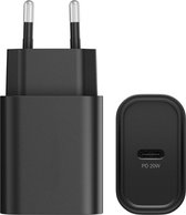 20W Oplader USB C Snellader - Zwart - Naadloos Design