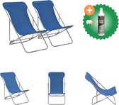 vidaXL Strandstoelen inklapbaar 2 st staal en oxford stof blauw Tuinstoel Inclusief Reiniger