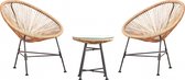 Concept-U - Tuinmeubels 2 ronde fauteuils en natuurlijke salontafel ACAPULCO