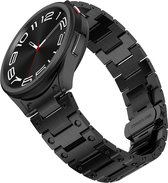 Stalen bandje - RVS - geschikt voor Samsung Galaxy Watch 4 / Watch 4 Classic / Watch 5 / Watch 5 Pro / Watch 6 / Watch 6 Classic - zwart