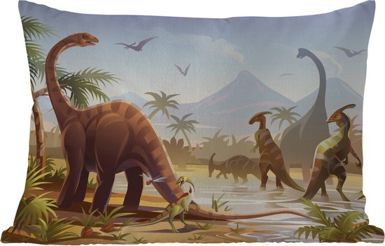 Buitenkussens - Dinosaurus - Landschap - Tropisch - Kinderen - Jongens - 60x40 cm - Weerbestendig
