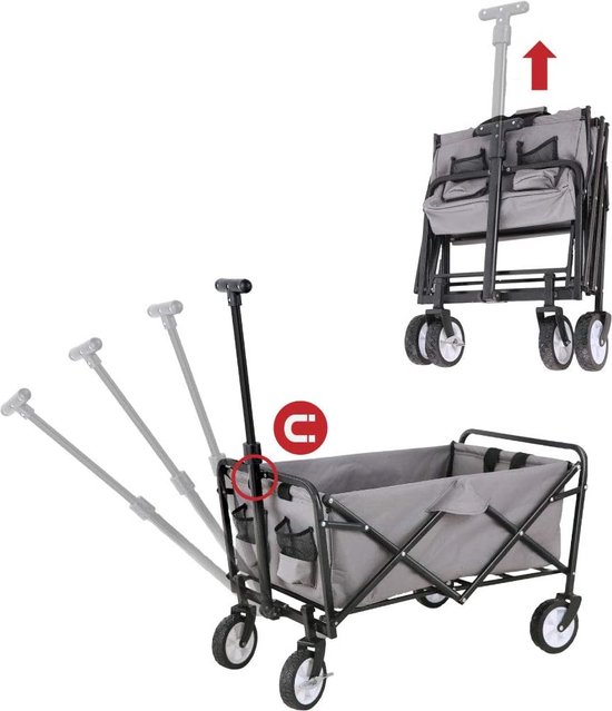 gereedschapswagen met voorwielrem, tot 150 kg draagkracht, Bolderkar / grotere capaciteit, robuuste strandwagen op grote terreinwielen 80 kg van Merkloos — afbeelding 5