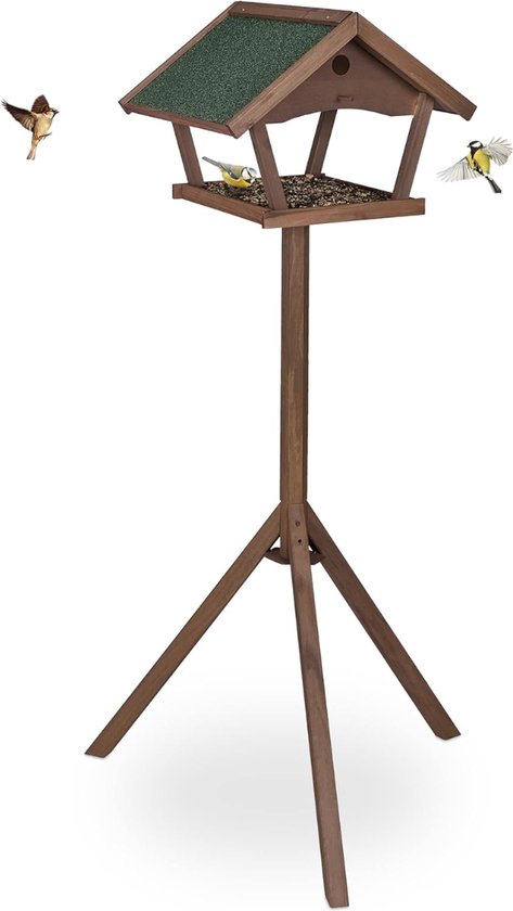 Hangend Vogelvoederhuisje Van Hout Voor Aan De Muur - HxBxD: 35 X 425 X 405 Cm Balkon Tuinvogels Donkerbruin