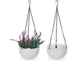 hangpotten met opvangbakjes - set van 2 - binnen - buiten - wit
