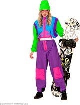 Widmann - Foute Skipakken - Gnarly Snow Bunny Boarder Kostuum - Blauw, Groen, Paars - Medium - Kerst - Verkleedkleding