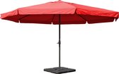 Parasol Meran Pro, horeca marktparasol met opstaande rand Ø 5m polyester/aluminium 28kg ~ bordeaux met standaard