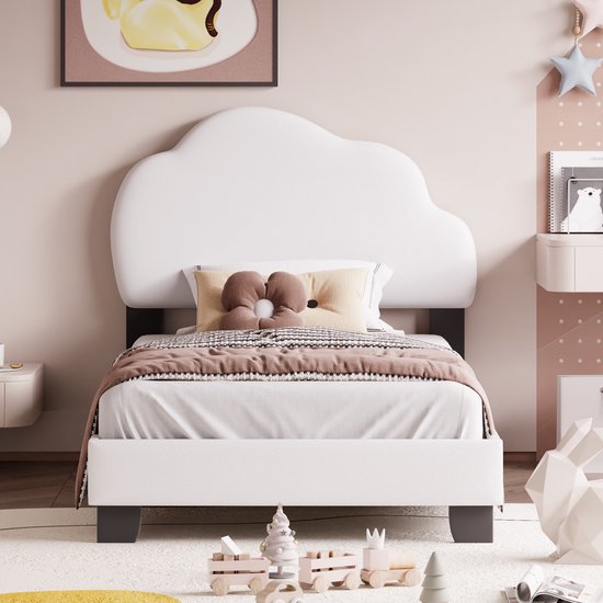 Dolamaní Kinderbed, gestoffeerd bed, 90 x 190 cm, fluweel, bed met lattenbodem en opbergruimte, ontwerp met valbescherming, voor jongens en meisjes, jeugdkamer, bedframe, zonder matras (C: Pink