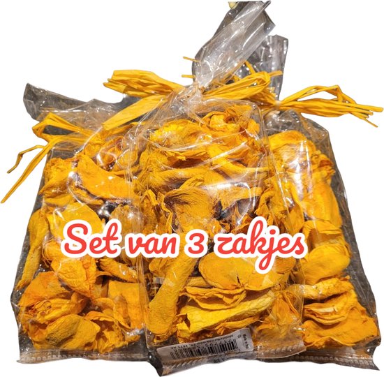 Set van 3 zakjes Bloemblaadjes Potpourri Okergeel/Oranje bol