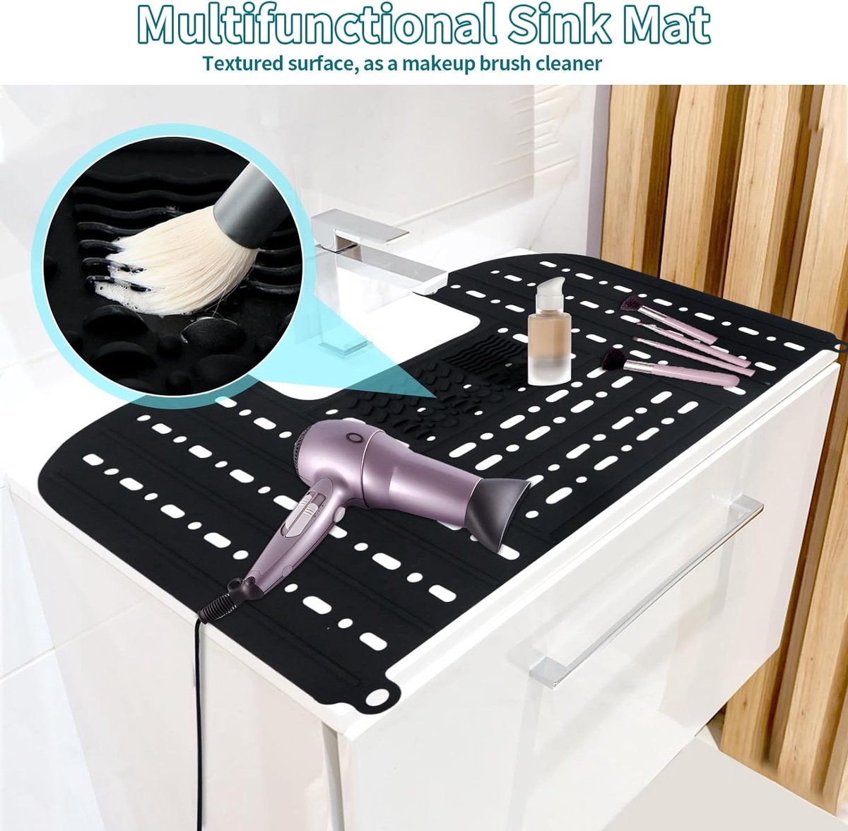 Tapis Évier Silicone 24.8 X 13 Pouces - Protection Antidérapante Résistante Chaleur
