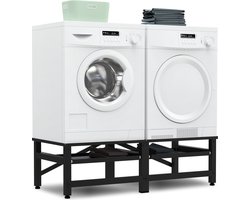 Bodo® - Wasmachine Verhoger - Dubbel - Kast - Ombouw uitschuifbare Plank - Zwart - 124x54x37cm