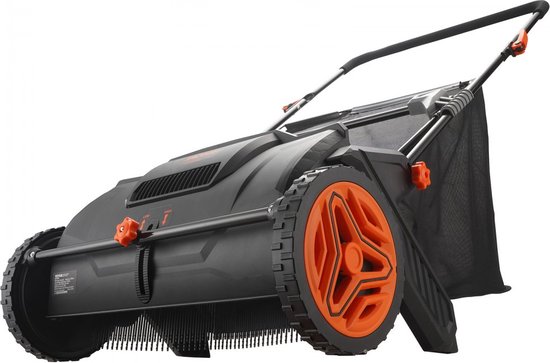 handgrasmaaier 53,5cm veegbreedte handgrasmaaier 99L capaciteit van de opvangmand kooimaaier 112x67x90cm handkooimaaier verstelbaar voor het opvegen van bladeren, gemaaid gras, kleine takken — afbeelding 5