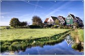 Muurdecoratie Nederlands landschap met typisch Hollandse huizen - 180x120 cm - Tuinposter - Tuindoek - Buitenposter