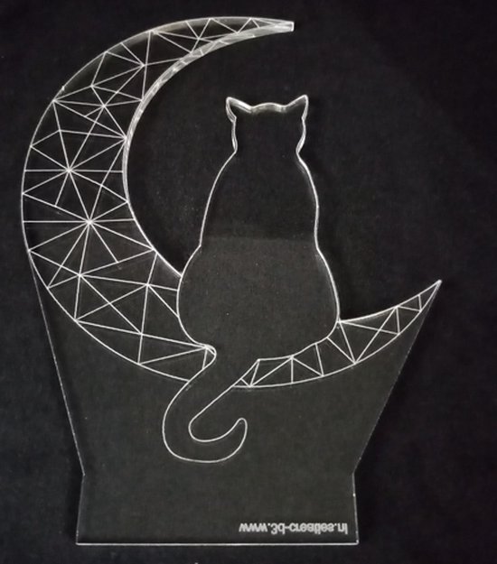 Nachtlamp 'Kat in maanlicht' - LED lamp - 3D Illusion - 7 kleuren en 4 effecten van Lumiasfer — afbeelding 4