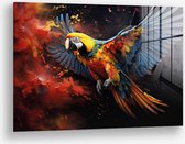 Wallfield™ - Color Parrot II | Glasschilderij | Muurdecoratie / Wanddecoratie | Gehard glas | 80 x 120 cm | Dieren schilderijen | Papegaai Woonkamer / Slaapkamer Schilderij | Kleurrijke Vogel | Modern / Industrieel | Magnetisch Ophangsysteem