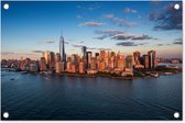 Tuindecoratie New York - Skyline - Boot - 60x40 cm - Tuinposter - Tuindoek - Buitenposter