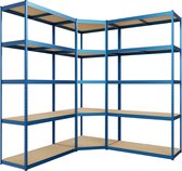 CLP Rack d'entrepôt système en 3 parties - 2x système d'étagères - 1x rack d'angle - Étagère en métal - Rack de stockage - Rack d'entrepôt - bleu