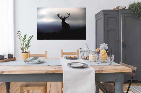 Affiche Cerf - Silhouette - Brouillard - 120x90 cm