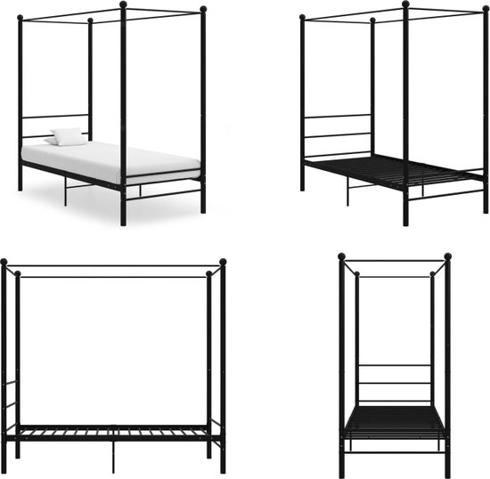 VidaXL Hemelbedframe Metaal Zwart 90x200 cm