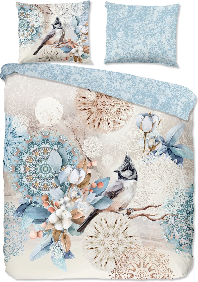 HIP dekbedovertrek mandalas en een vogel - Lits jumeaux 240x200/220 cm - Multi - 100% Katoen flanel