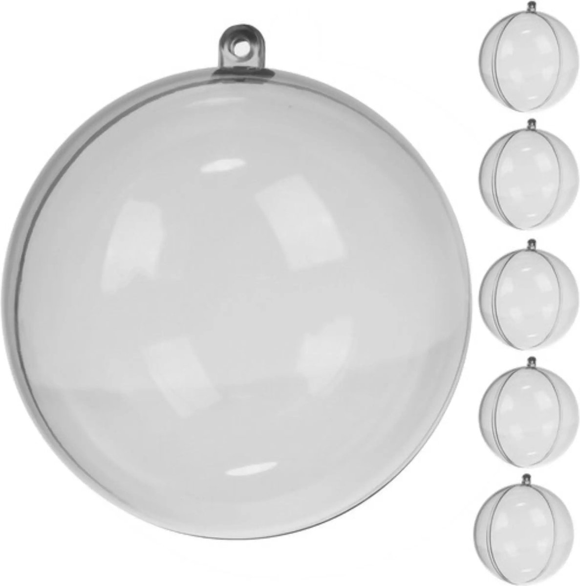 Ruhhy Transparante Kerstballen 10 cm - Set van 5 - Ideaal voor DIY Decoratie