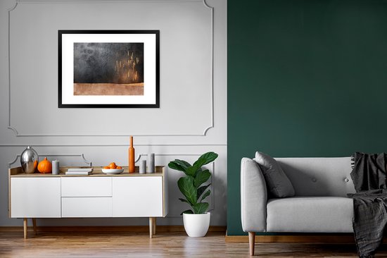 Cadre photo avec affiche - Abstrait - Or - Design - 80x60 cm - Cadre pour affiche