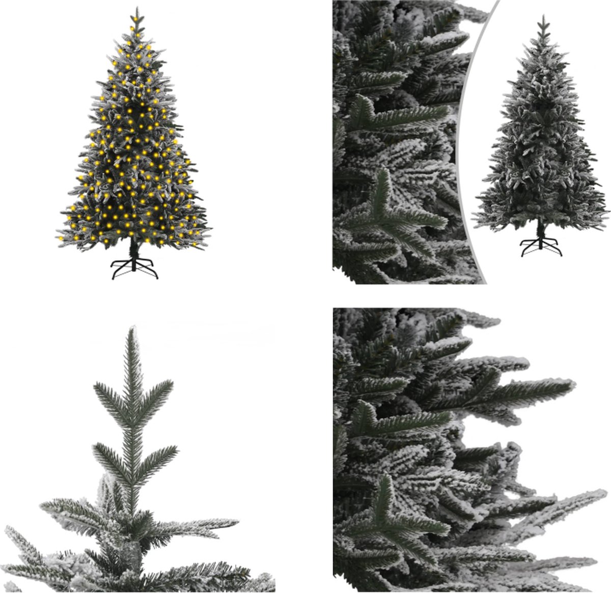 vidaXL Kunstkerstboom met LED's en sneeuw 210 cm PVC en PE - Kunstkerstboom - Kunstkerstbomen - Kerstboom - Kerstdecoratie