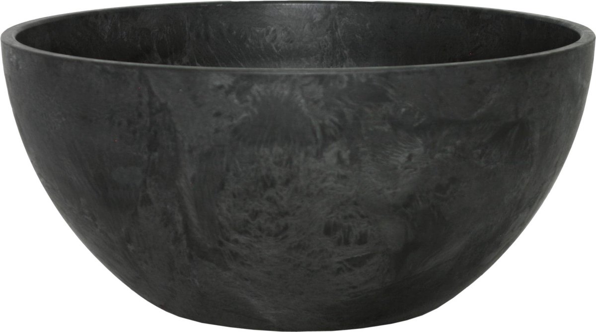 Artstone - Bowl Fiona - 31x15 - Zwart - Bloempot voor binnen en buiten - Milieuvriendelijk - Sterk en licht - Met drainagesysteem