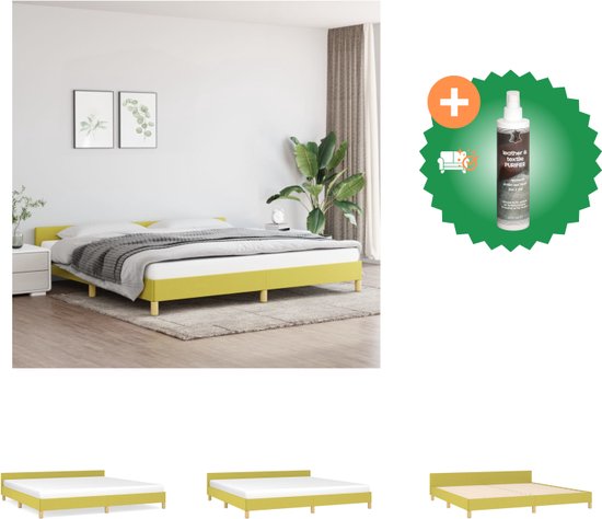 vidaXL Bedframe met hoofdeinde stof groen 200x200 cm - Bed - Inclusief Reiniger