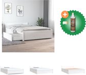 vidaXL Bedframe met lades wit 120x190 cm 4FT Small Double - Bed - Inclusief Houtreiniger en verfrisser