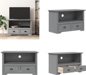 vidaXL Tv-meubel met 2 lades BODO 91x43x56 cm massief grenenhout grijs - Tv-meubel - Tv-meubels - Tv-kast - Hifi-kast