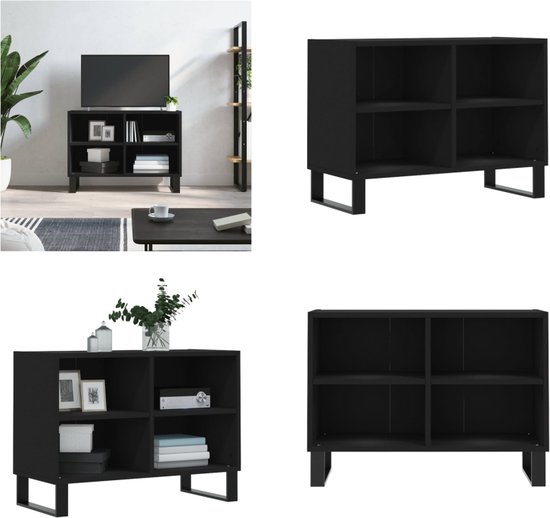 vidaXL Tv-meubel 69-5x30x50 cm bewerkt hout zwart - Tv-meubel - Tv-meubelen - Tv Kast - Opbergkast
