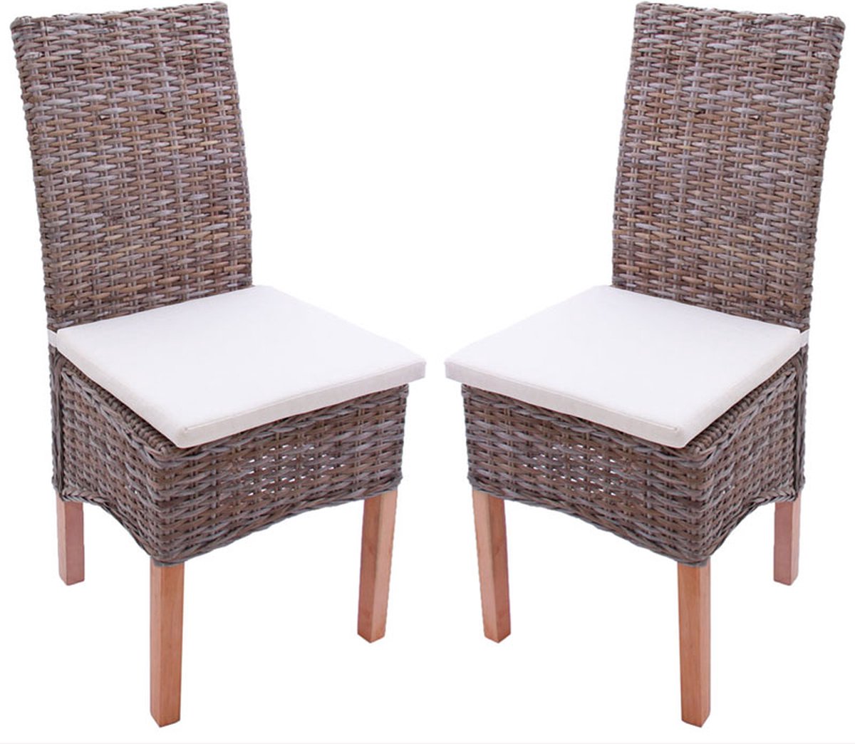 Cosmo Casa Set Van 2 Eetkamerstoelen - Rotanstoel - Kubu Rotan - Met Zitkussen Bruin