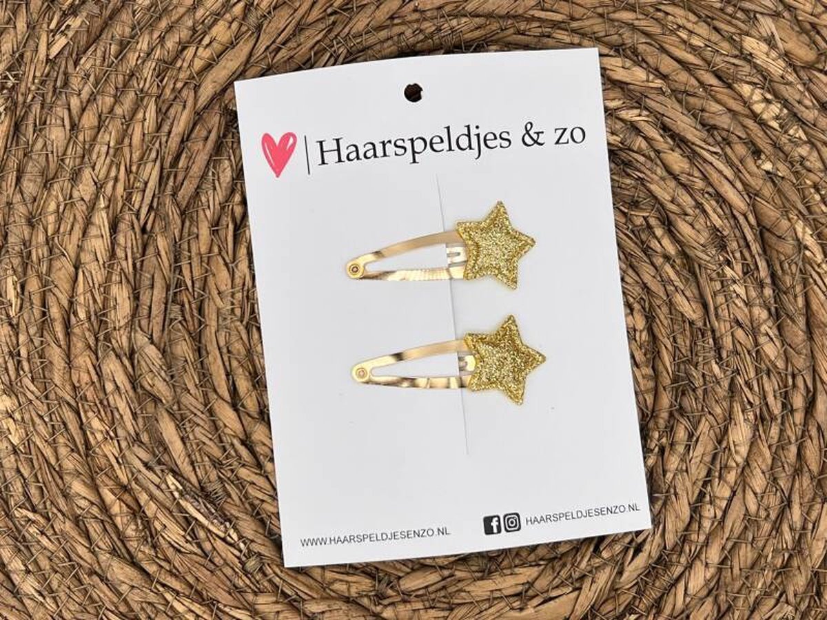Haarspeldje ‘Stars’ - ster - sterretje - glitters - goud - kerst – feestdagen — 5 cm speldjes