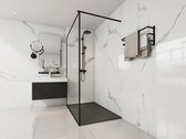 Shower & Design Opzet- of inbouwdouchebak in hars – Met sifon – Zwart – 140 x 90 cm – LYROSA L 140 cm x H 3 cm x D 90 cm