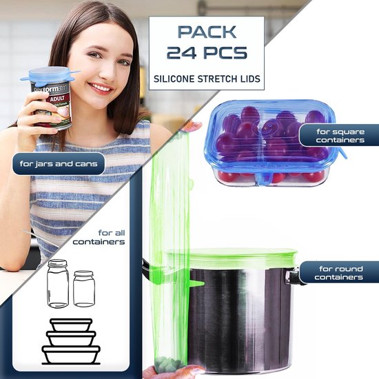 Feitb Couvercles En Silicone 3 Tailles Pour Extensibles Réutilisable Couvercle Universel/Conservation, Protection Des Aliments, Convient Au Micro-Ondes/Four/Frigo/Lave-Vaisselle (Blanc, 22X22