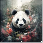 Tuindoek Panda - Wilde dieren - Bloemen - Natuur - 100x100 cm