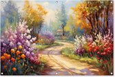 Tuinposter landschap - Tuindecoratie watercolor - 120x80 cm - Tuindoek abstract - Muurdecoratie voor buiten - Schuttingposter natuur - Tuinschilderijen - Tuinwanddecoratie - Tuinposters