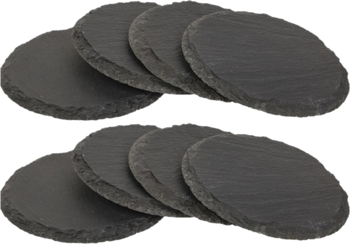 Glazenonderzetters - 20x - rond - leisteen - 10 cm - Leistenen onderzetters voor glazen en bekers