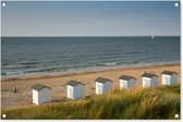 Tuinposters buiten Strand aan de Noordzee met huisjes - 90x60 cm - Tuindoek - Buitenposter
