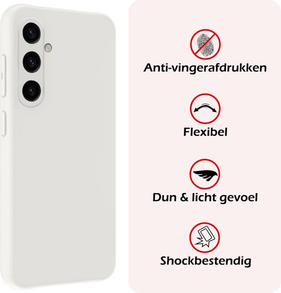 Hoesje - Met 2x Screenprotector - Geschikt voor Samsung Galaxy A35 - Sterk & Shockproof - Back Cover - Siliconen Case - Telefoon Hoes - Wit