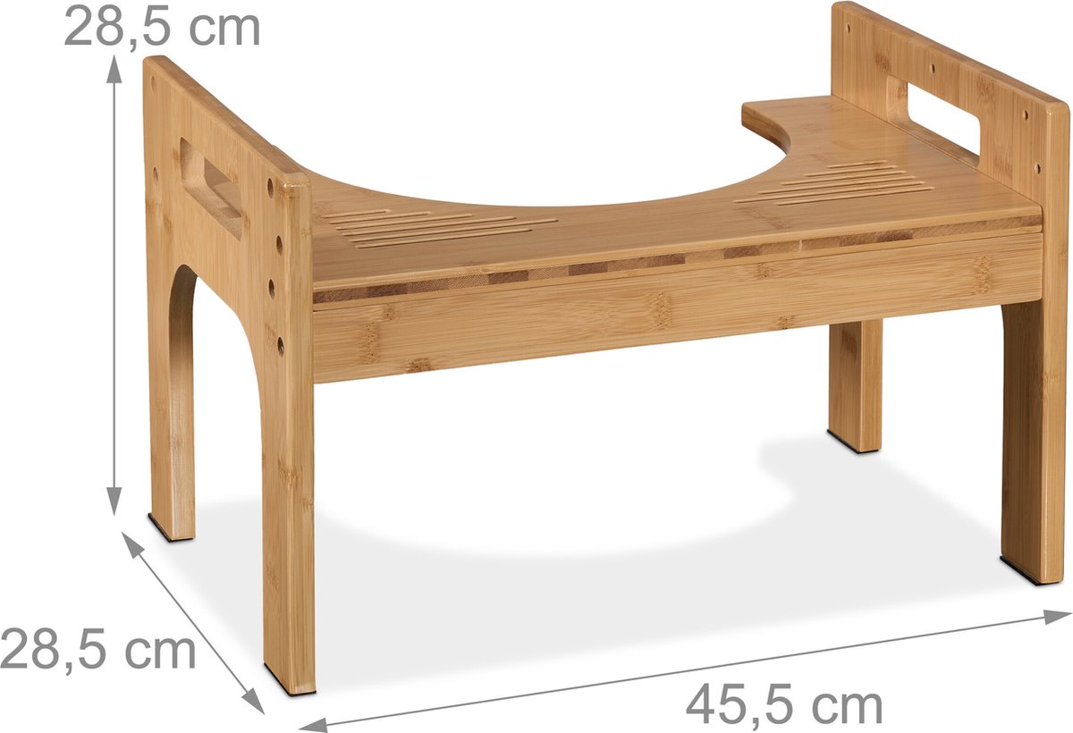 Relaxdays WC Garnitur aus Bambus, HBT: 82 x 36 x 21 cm, Standgarnitur mit Toilettenbürste und